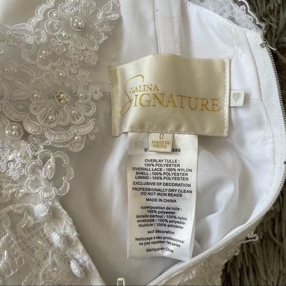 GALINA SIGNATURE Floral Ruffle Lace Beads Fit and Flare Wedding Maxi Dress Sz 0 - Picture 13 of 16